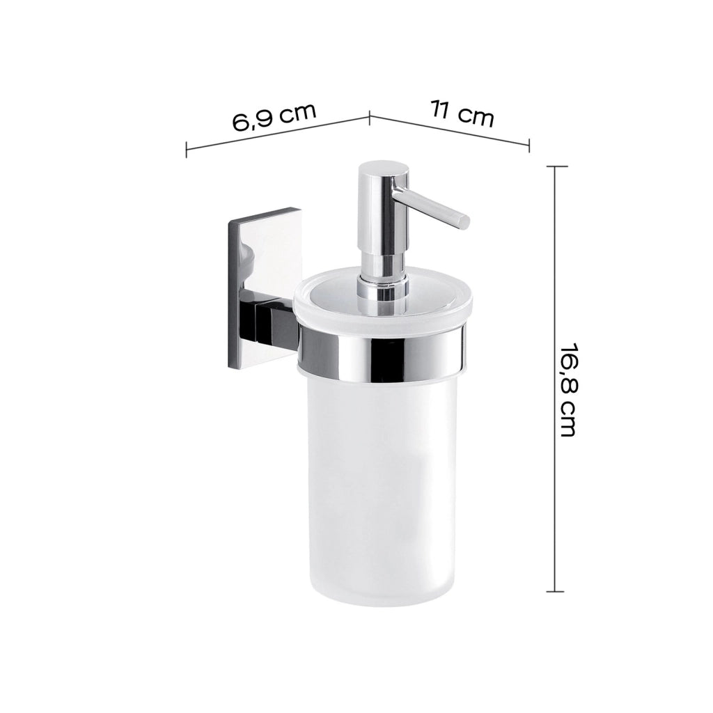 Dosasapone con erogatore in plastica cromato da muro in acciaio inox e Cromall 7881 Gedy serie MAINE