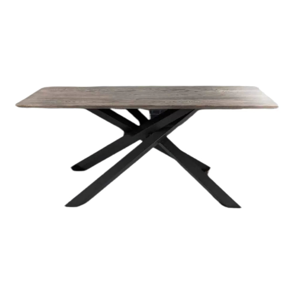 Tavolo big table fisso in rovere massello nodato finitura beton spessore 4 cm. misura l.250 p.100 h.75