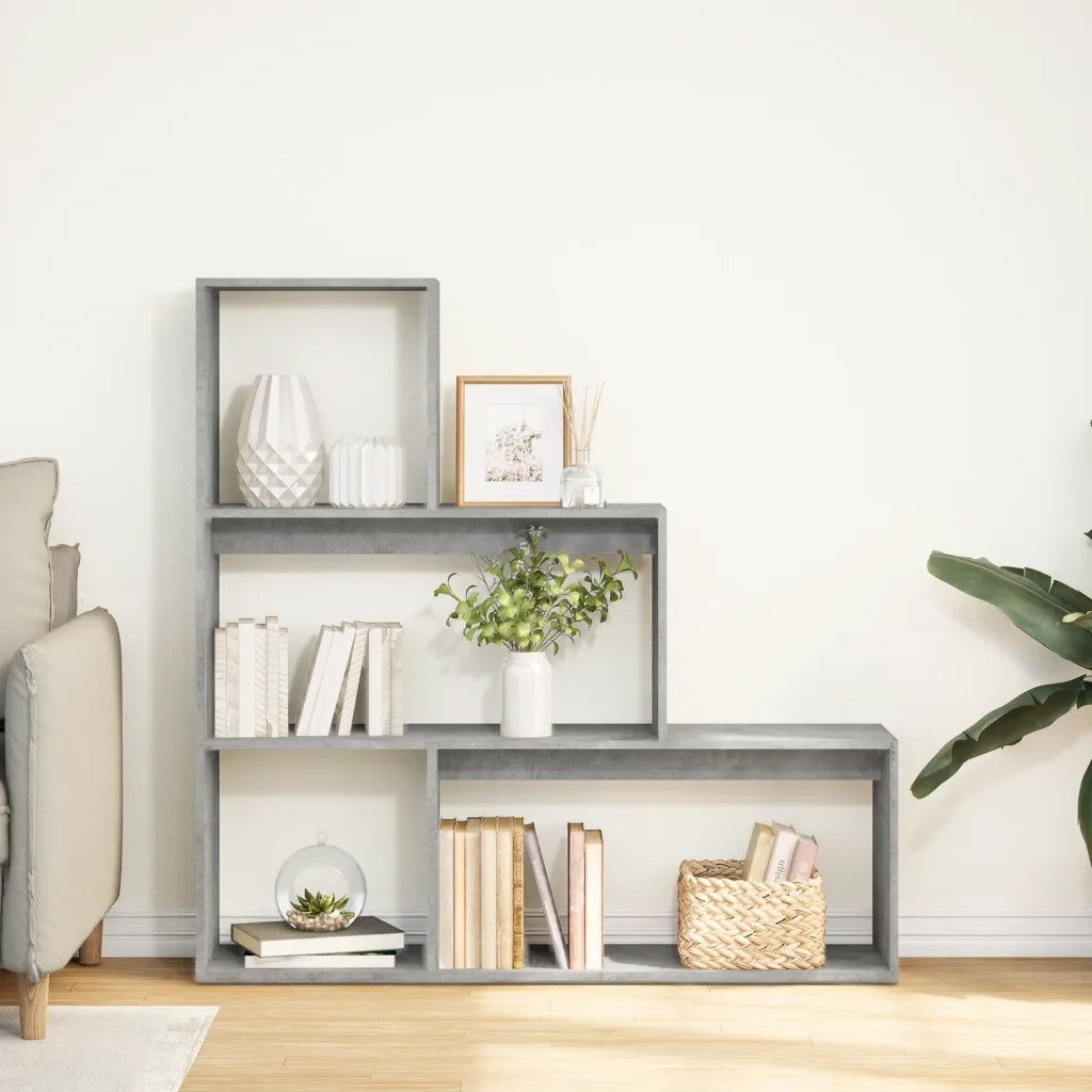 Libreria Divisorio 3Piani Grigio Cemento 123x29x123 Truciolato 857988