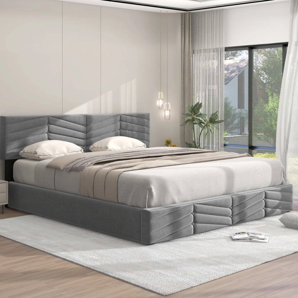 Letto matrimoniale con contenitore 160 x 200 cm grigio