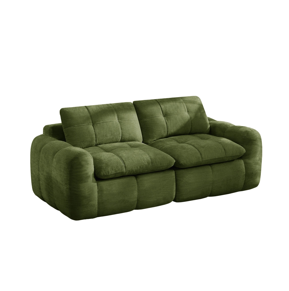 Divano modulare 2 posti 194x97 cm in ciniglia verde HOMVRA