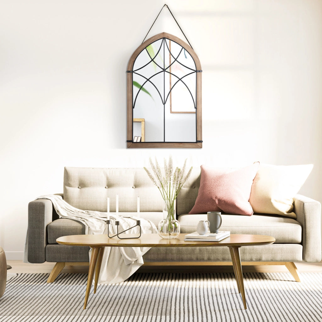 Specchio da Parete in Legno con Ganci ¨C zephmum ¨C 93x60 cm Marrone