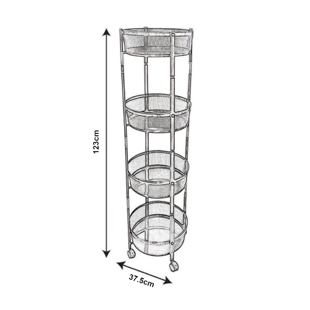 Carrello da Cucina Sørreisa con 4 Cestelli Telaio Pieghevole Bianco [en.casa]