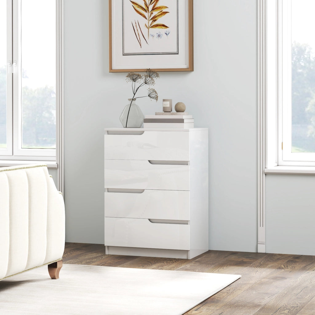 Cassettera 4 Cassetti, Armadio ¨C Zephmum ¨C Bianco, Legno, 80x40x86