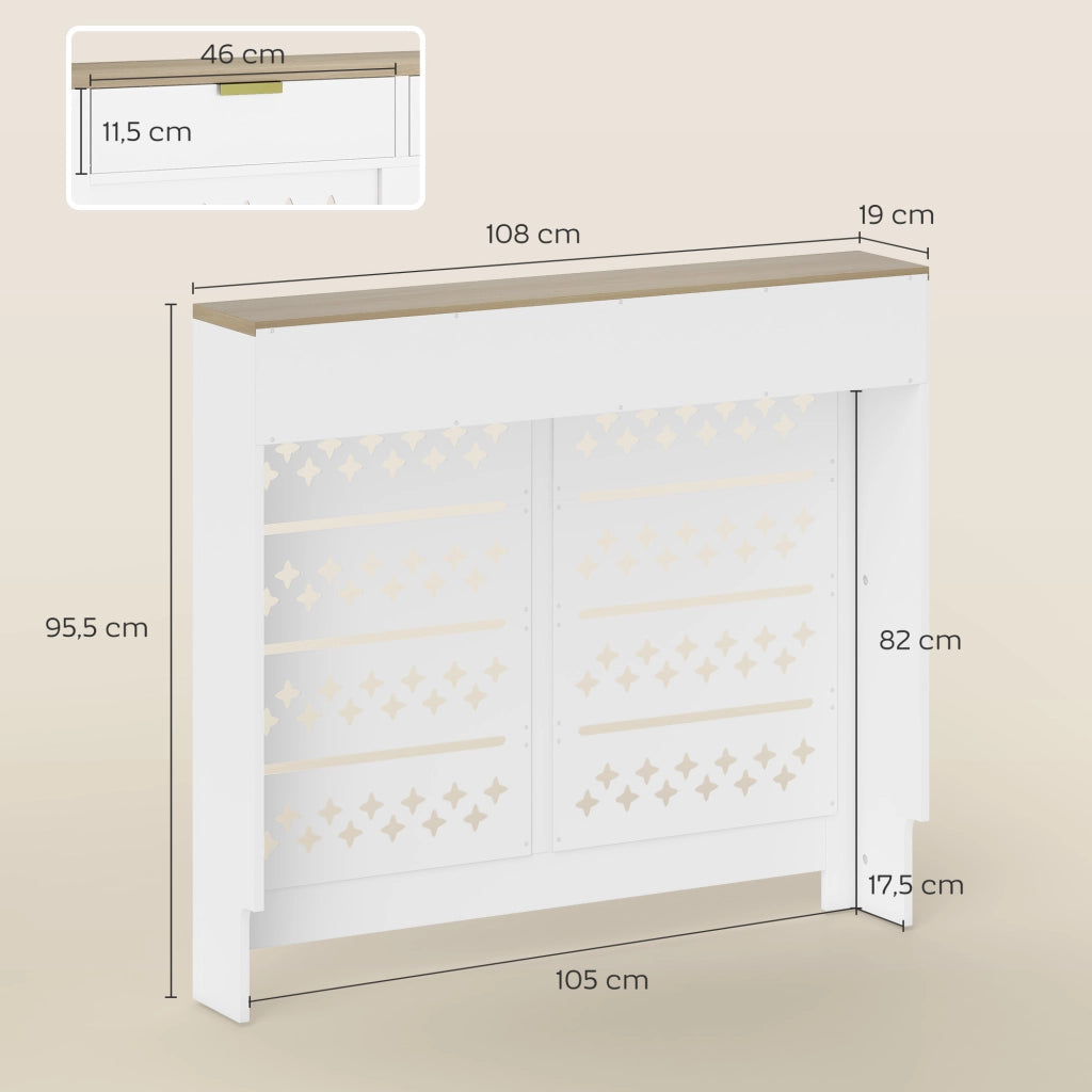 Mobile copritermosifone con anta ribaltabile e ripiano superiore ¨C Xylo ¨C Bianco 108x19x95,5cm