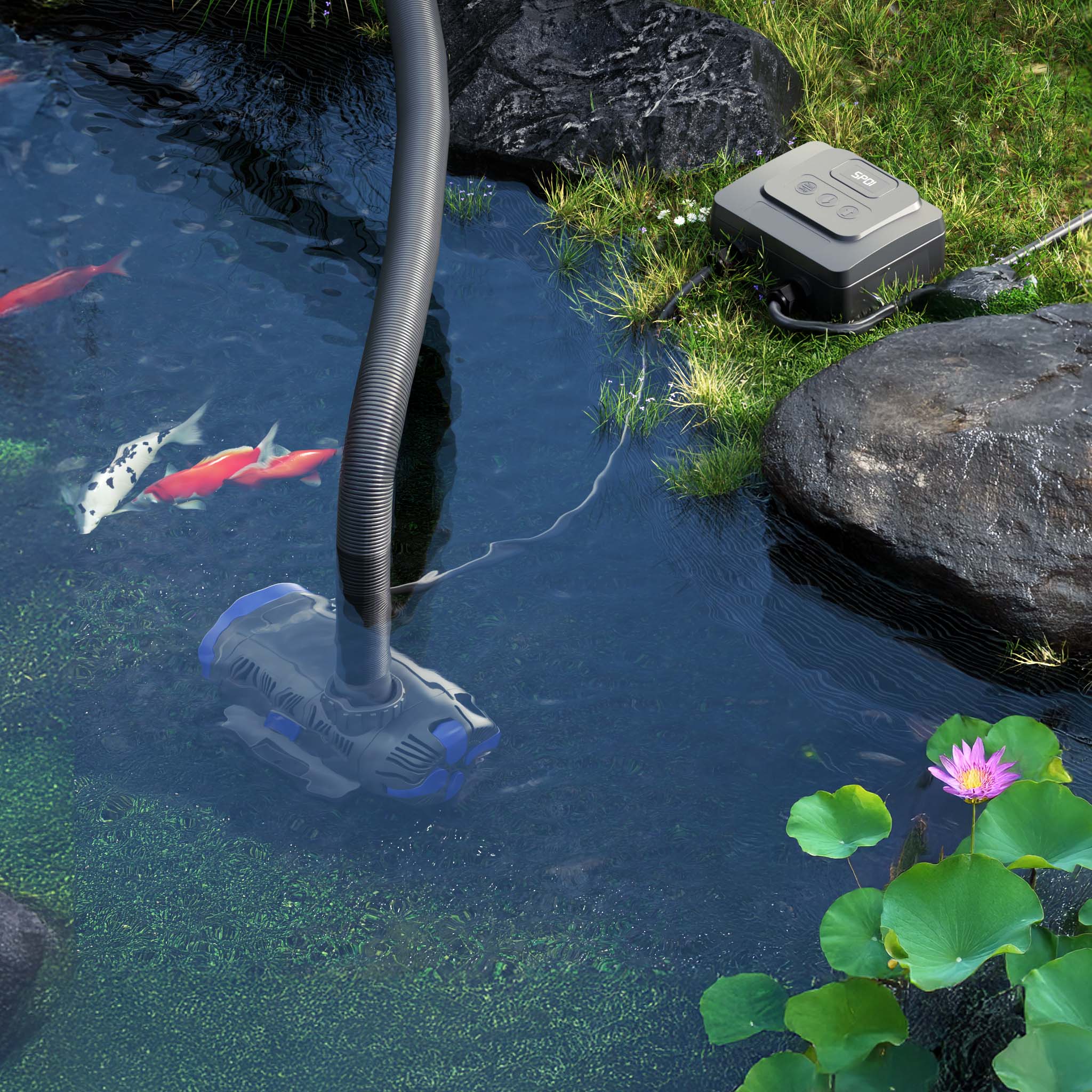 SuperECO CET-15000 Pompa da Laghetto con flussometro, 15.000 l/h, 180W, Prevalenza 8m