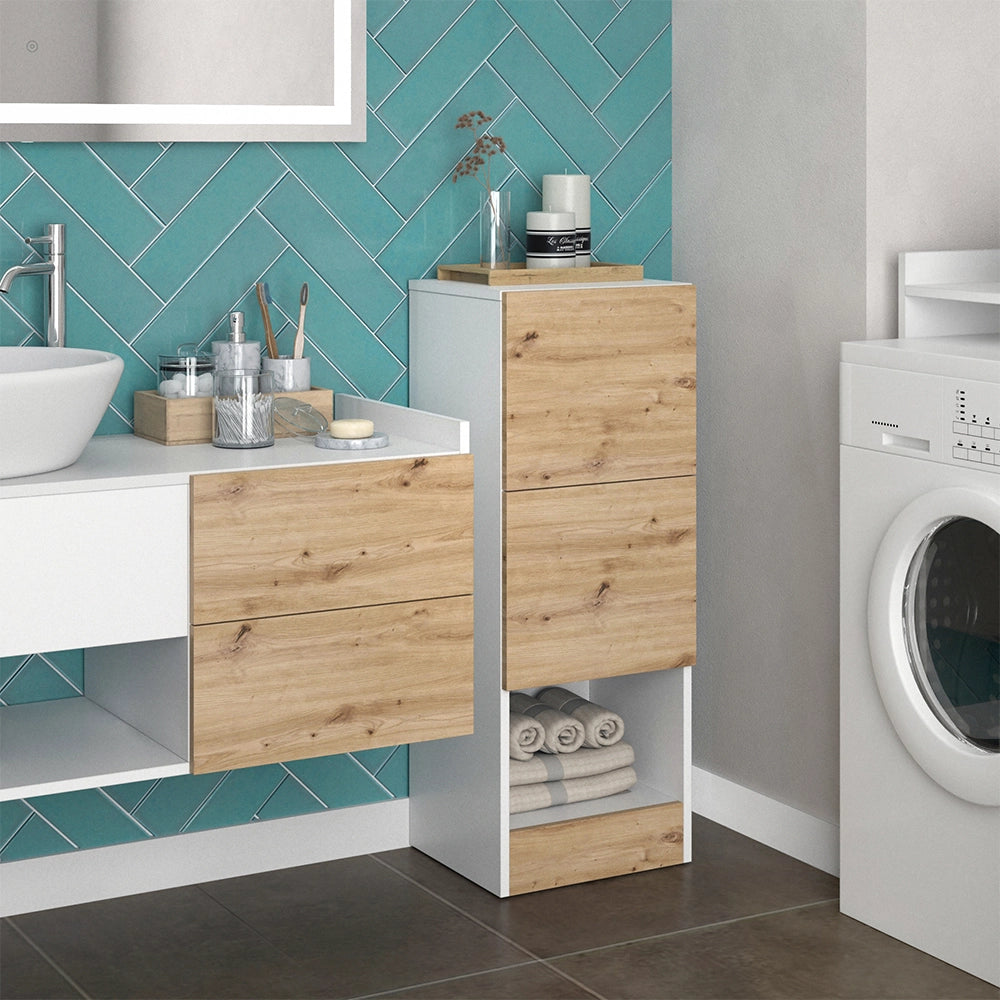 Vicco Mobiletto bagno Bianco 35 x 92 cm con 2 cassetti