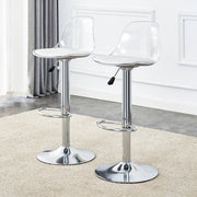 Set 2 Sedie da Bar Regolabili ¨C MINIMAL ¨C Schienale Trasparente, Gambe Metallo Argento, Girevoli