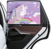 Zonnetenda per auto per bambini - 68 x 50 cm - doppio strato - magnetico - unicorno - zonnetenda per bambini - tenda per protezione UV - protezione dal calore per bambini - vetrata laterale - vetrata posteriore