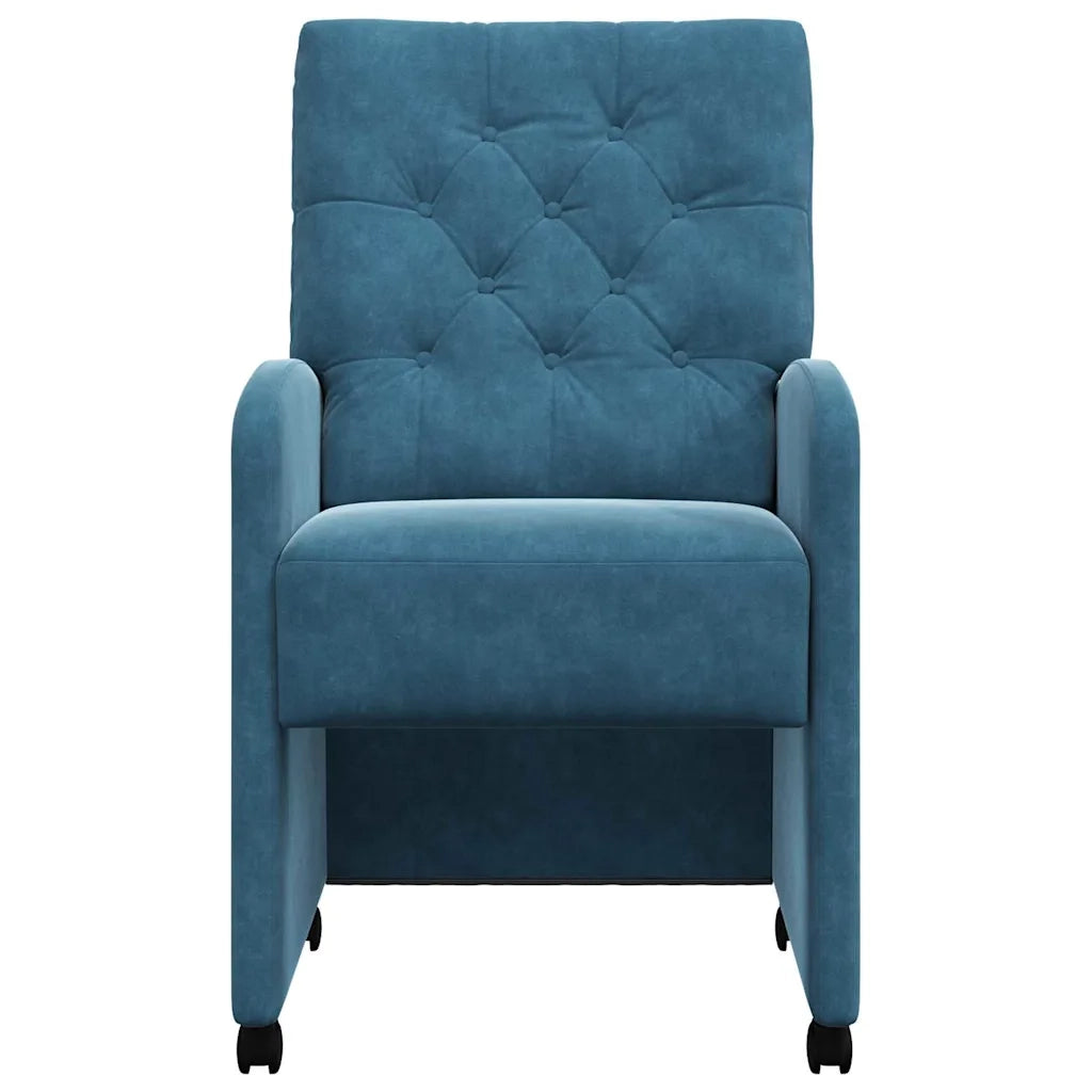 Sedie da Pranzo con Ruote 2 pcs Blu 58 x 67 x 97 cm Velluto 42017865