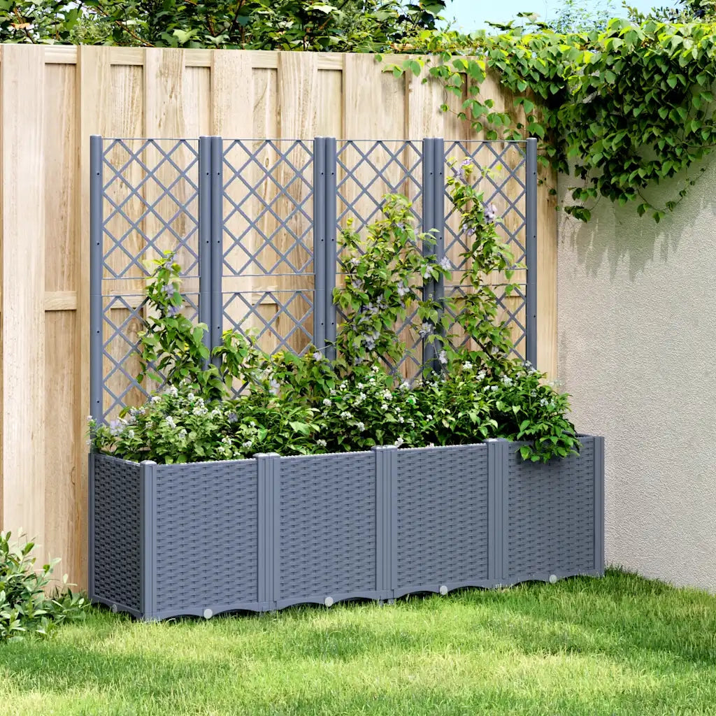 Fioriera Giardino con Traliccio Grigio Blu 160x40x140 cm PP 367871