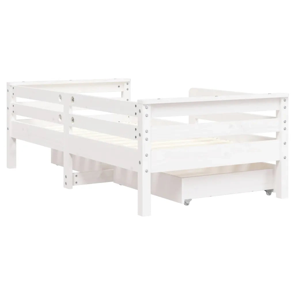 Giroletto Bambini con Cassetti Bianco 70x140cm Massello di Pino 834442