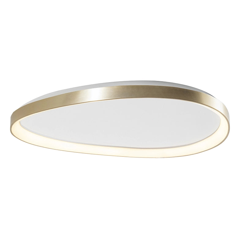 Lotus Plafoniera LED 60W 3000K IP20 - Lampada da soffitto asimmetrica in metallo color oro satinato, design sottile ed elegante - Rossini Group