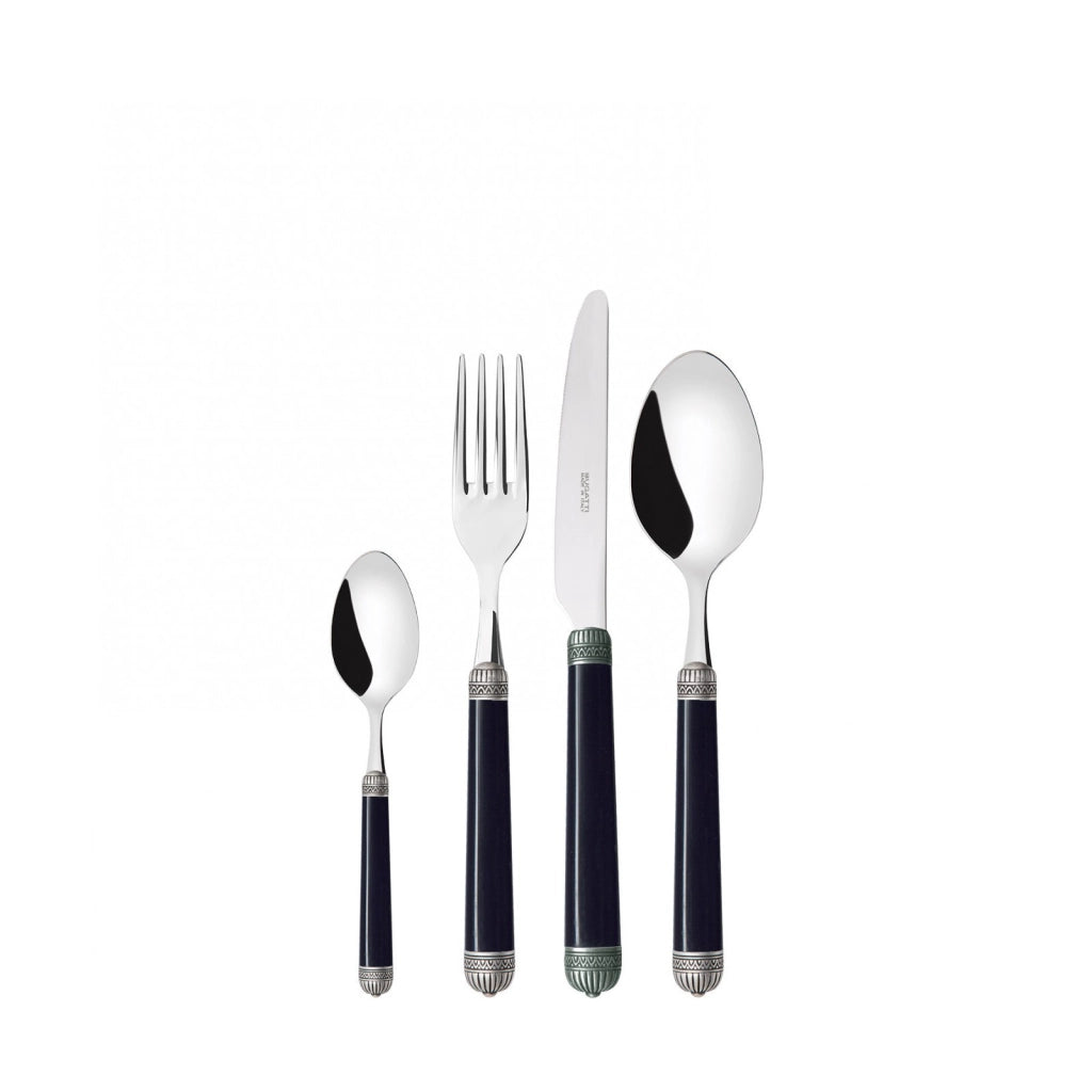 DORICO Ghiera Argento Anticato, Posate Set 24 Pz, Scatola