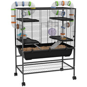 Gabbia per Criceti con Tubi, Ruota e Casetta ¨C zephmum ¨C 109x82x46 cm Nero