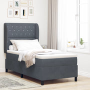 Letto a Molle con Materasso Grigio Scuro 90x200 cm in Velluto