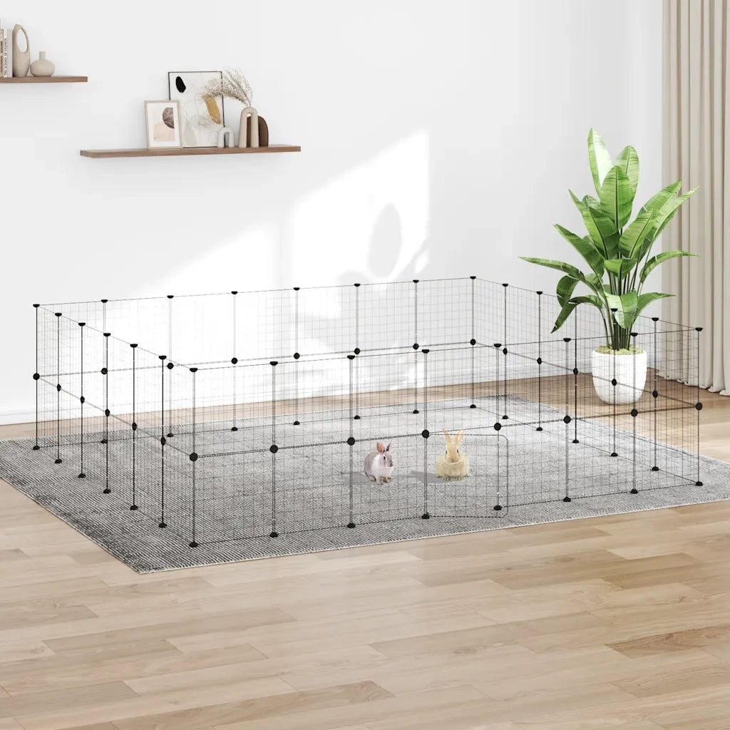 Gabbia per Animali 52 Pannelli con Porta Nero 35x35 cm Acciaio 3114041