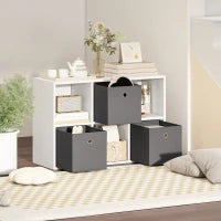 Mobile Multiuso con 6 Scomparti e 3 Cassetti in Tessuto, 53,7x30x79,8 cm, Grigio