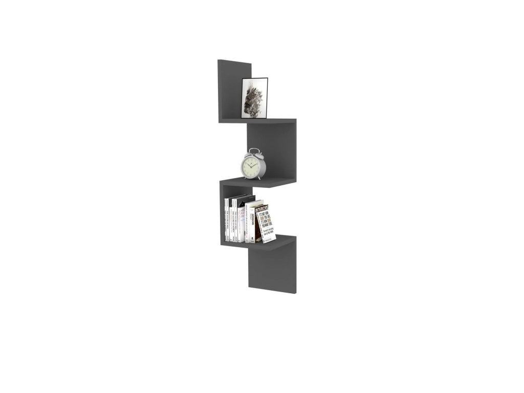 Mensola da parete in legno "Zikzak" 105,4 x 25 x 25 cm - Antracite