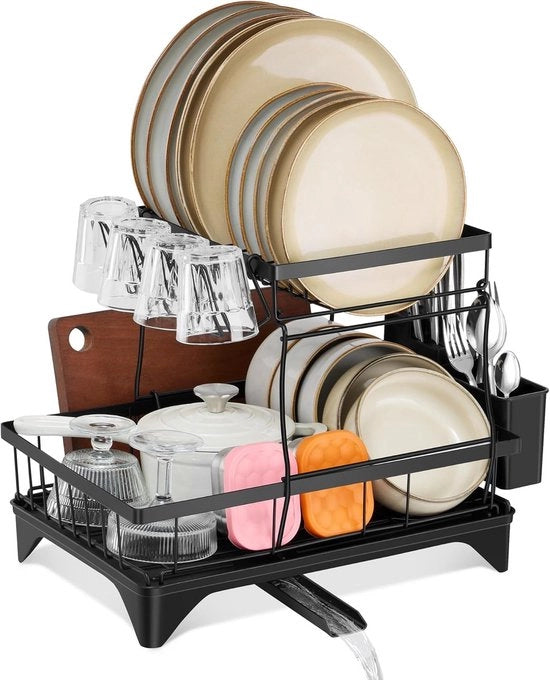 Aria per la cucina a 2 piani con contenitore per residui in design nero - pratica e spazievendente.