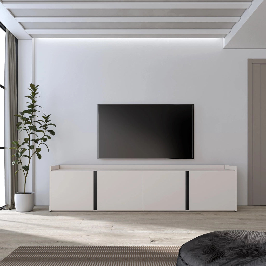 Mobile TV Soggiorno, 207x50x35 cm, Per TV fino a 80", Mobile Soggiorno, Beige