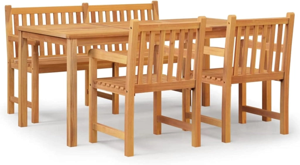Set da pranzo da giardino 4 pezzi, set da tavolo e sedie da giardino, tavolo e sedie da terrazza, set di mobili da giardino, mobili da giardino in legno massello di teak