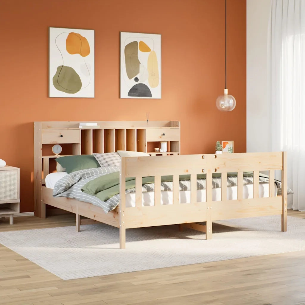 Letto matrimoniale | Letto per adulti | Giroletto senza Materasso 180x200 cm in Legno Massello di Pino