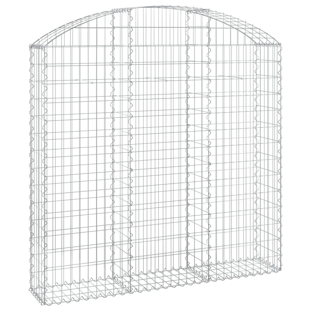 Gabbione cesto gabbia recinzione muro di contenimento ad arco 150 x 30 x 140/160 cm ferro zincato Argento 02_0039972