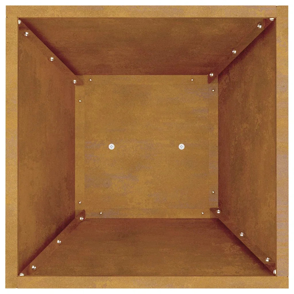 Fioriera a colonna da esterno dal design contemporaneo 35 x 35 x 73 cm in acciaio patinato argento 02_0052408
