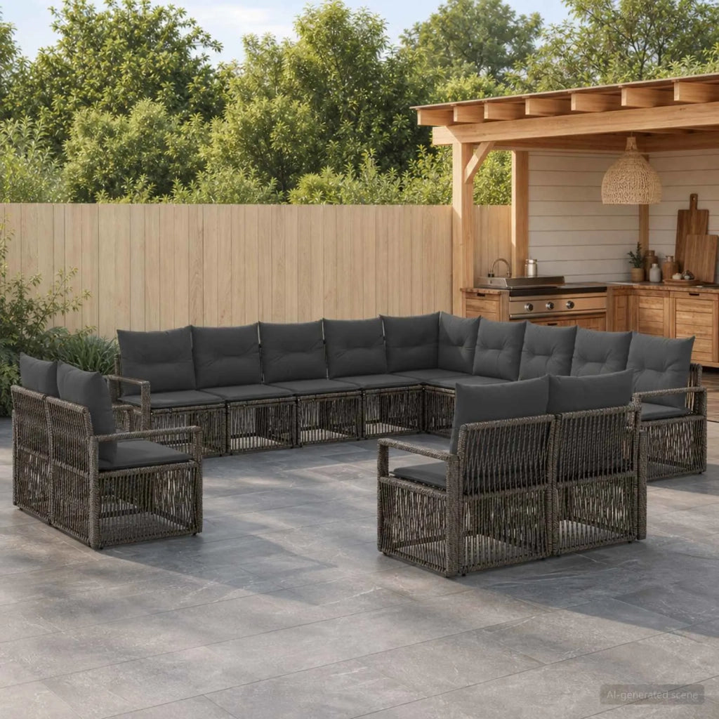 Set Divano da Giardino 13 pz Grigio polyrattan 3435893