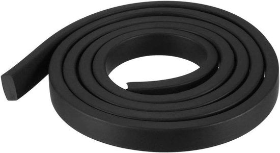 Cinturino in gomma resistente all'acqua rettangolare - 10 mm largo, 5 mm spesso, 1 m lungo - nero - per attività all'aperto.