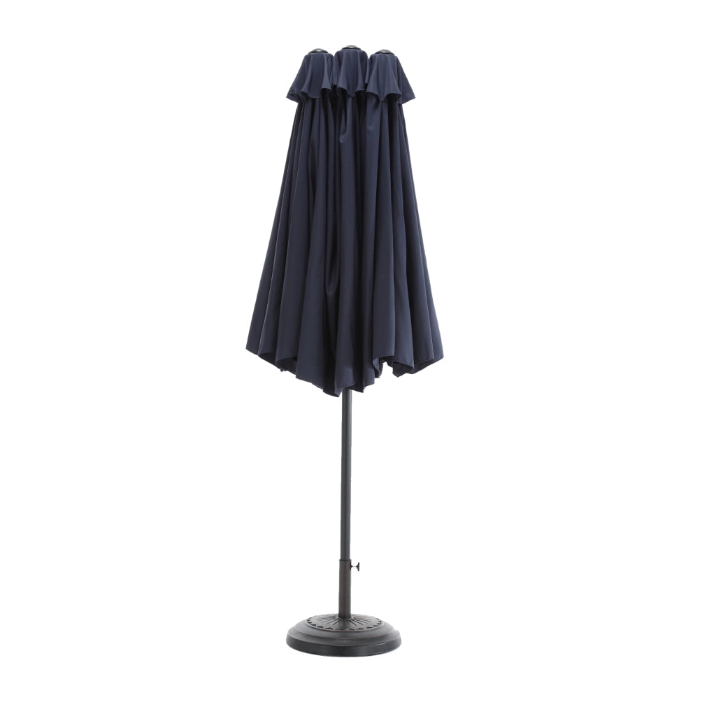 Ombrello esterno rettangolare a doppia faccia 14.8 piedi grande con manovella blu navy senza base