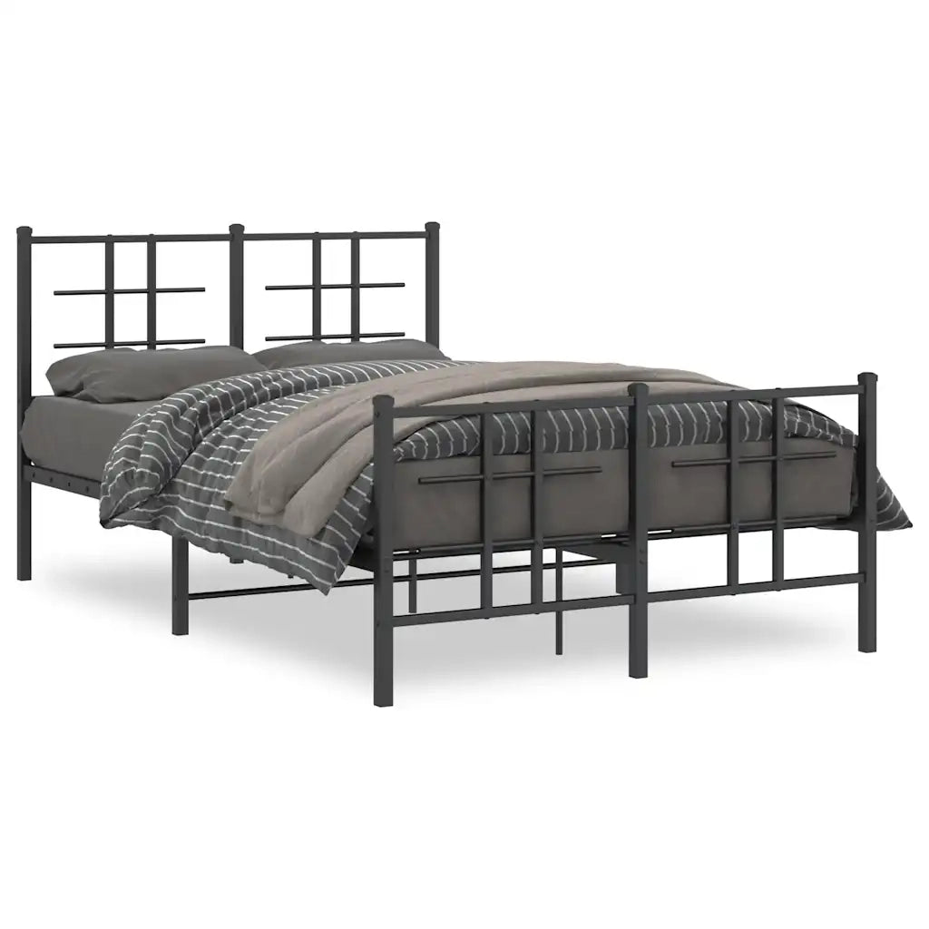 Giroletto con Testiera e Pediera-Struttura Letto Metallo Nero 120x190 cm 578319