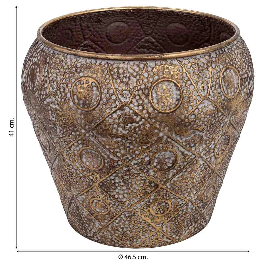 Vaso da fiori in metallo dorato 46,5x46,5x41h cm