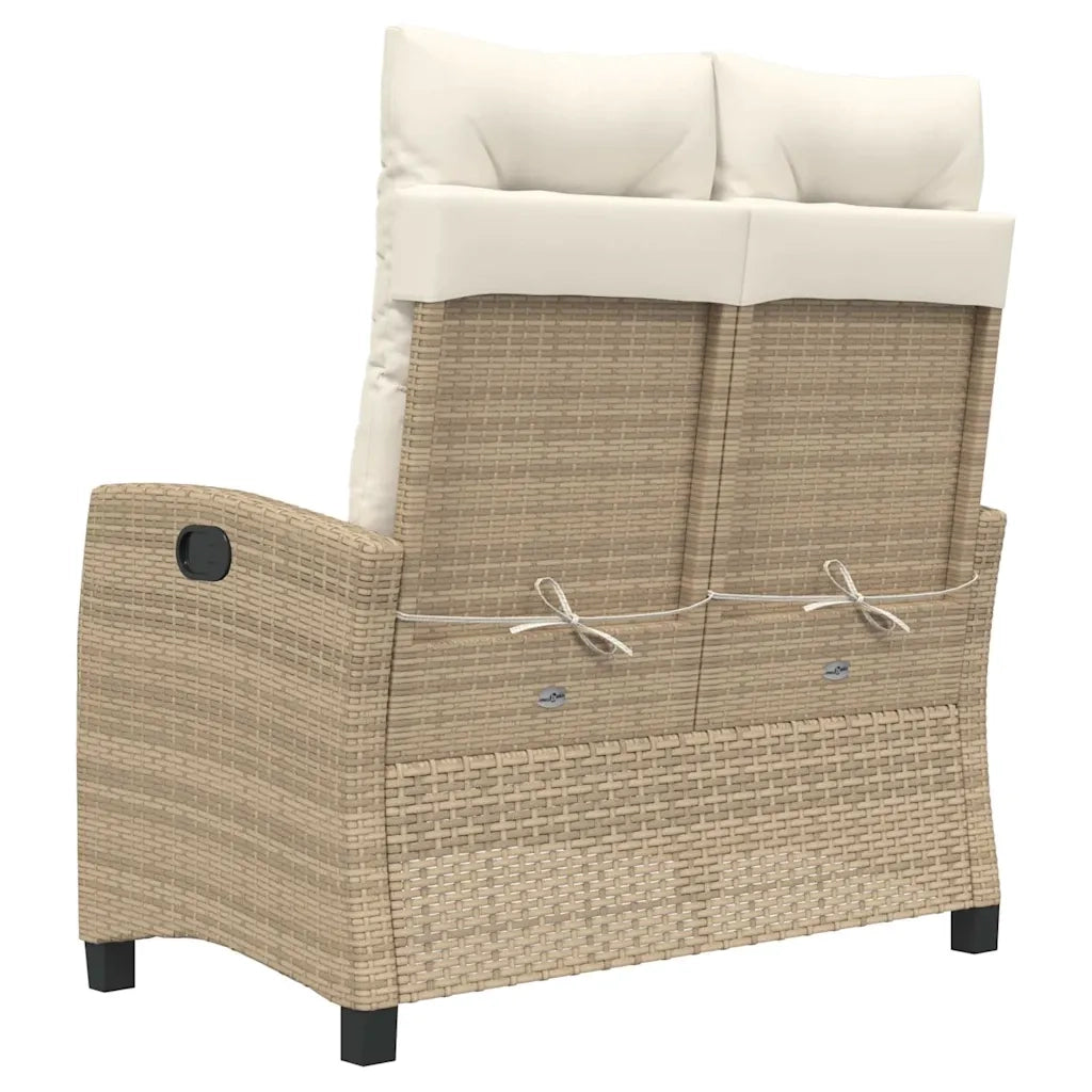 Panca Reclinabile da Giardino con Cuscini-Sgabello-Sedia da esterno Beige in Polyrattan 934358