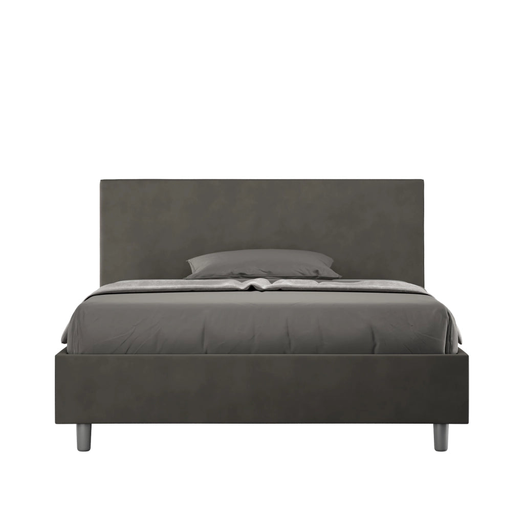 BS COM Letto una piazza e mezza contenitore imbottito 130x200 microfibra grigio