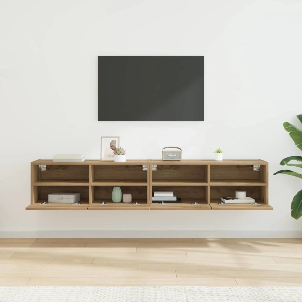 Mobiletti TV da Parete 2 pcs Rovere artigianale 80 x 30 x 30 cm