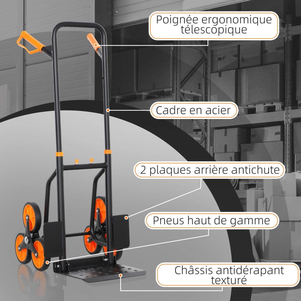 Carrello Portatile Pieghevole ¨C zephmum ¨C Acciaio, Arancione, 44x67x106,5cm