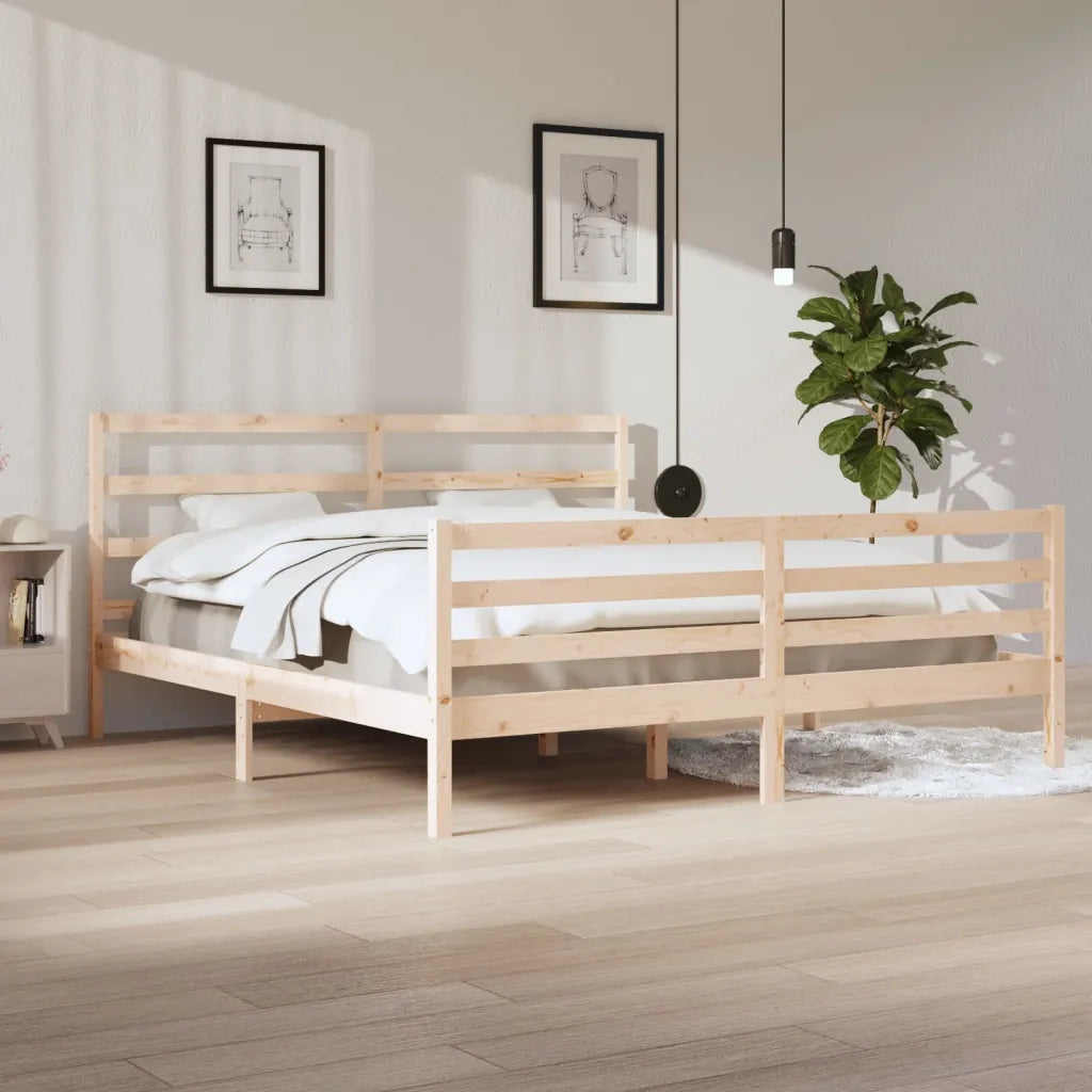 Giroletto-Struttura Letto in Legno Massello di Pino 200x200 cm 657699