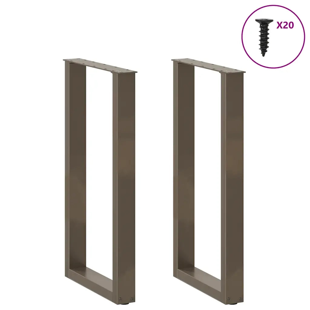 Gambe per tavolo da bar a forma di U 2 pz in acciaio naturale 40x(90-91) cm 4013219