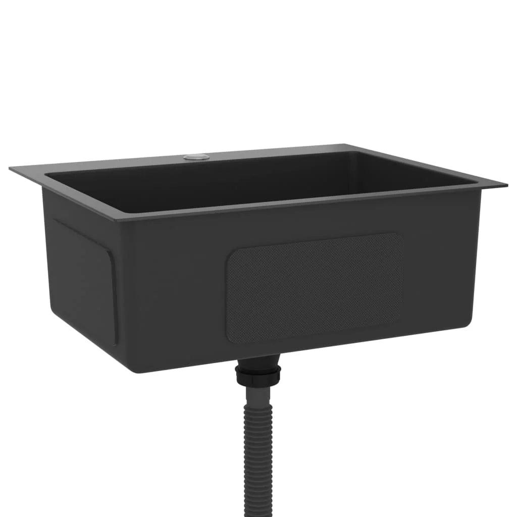 Lavello da cucina fatto a mano 55 x 44 cm acciaio inox nero 02_0002462