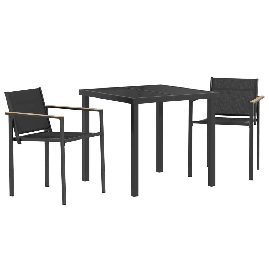 Set di Mobili da Esterno 3 pcs Nero e antracite 80 x 80 x 73 cm