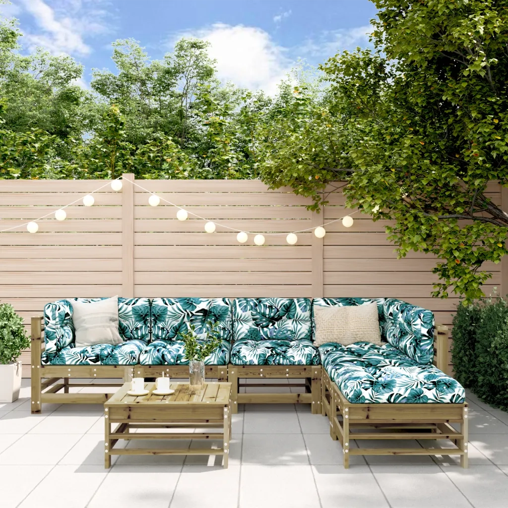 Set Salotto da Giardino 7 pz | Set di Mobili da Esterno in Legno Impregnato di Pino