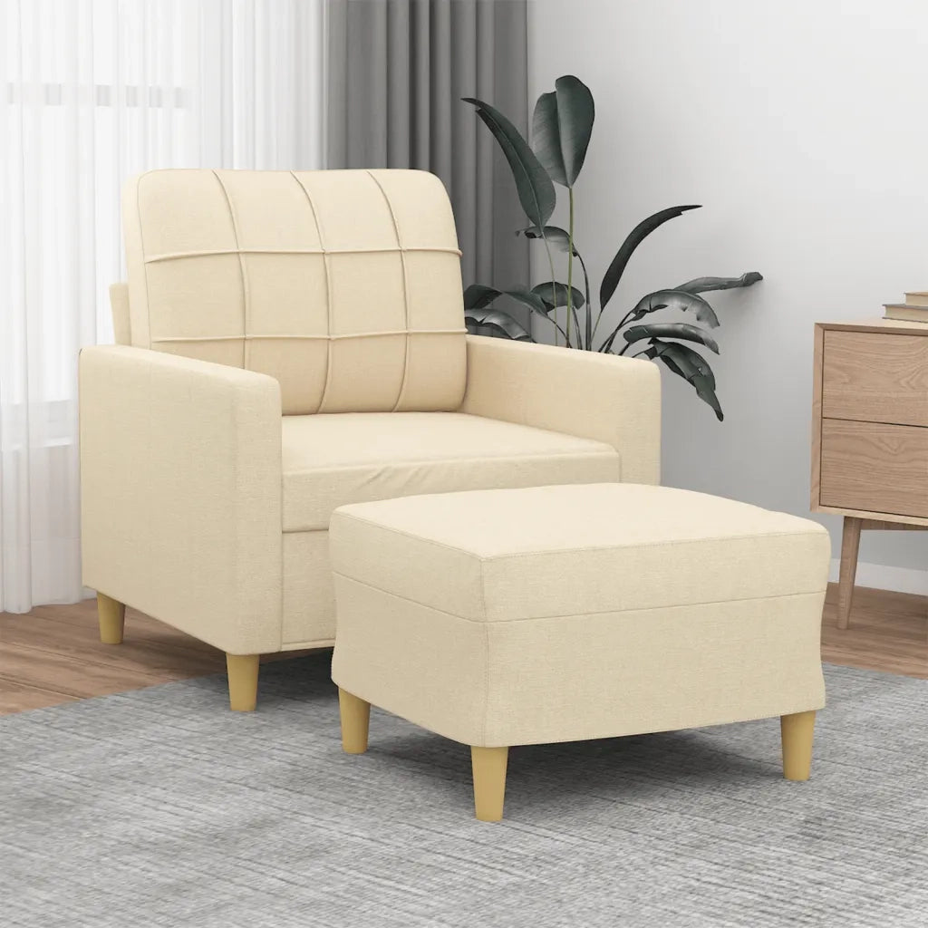 Poltrona | Sedia Relax con Poggiapiedi Crema 60 cm in Tessuto