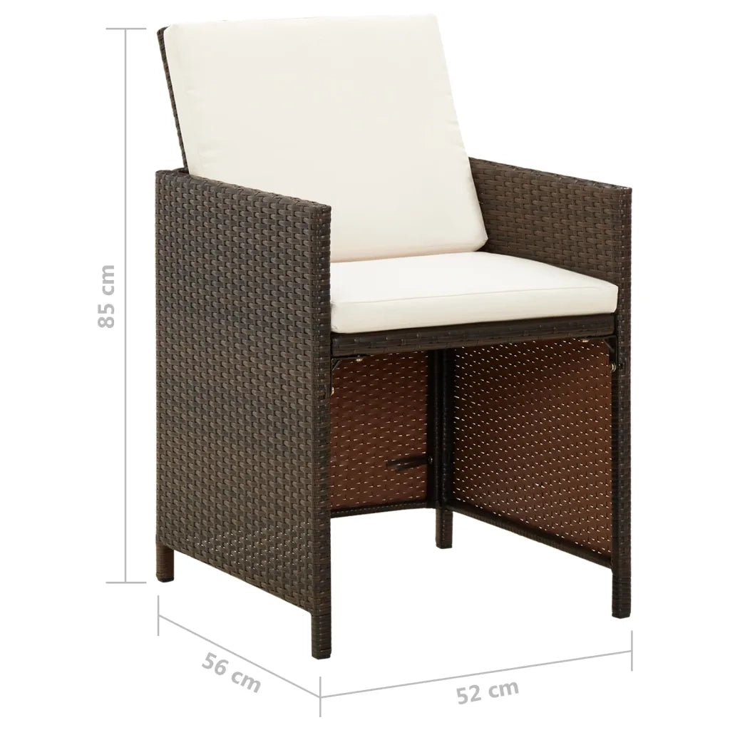 Sedie da Giardino con Cuscini 4 pz | Sedie da Esterno in Polyrattan Marrone