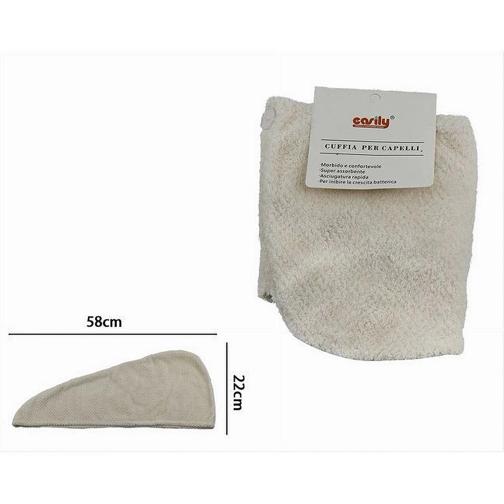 Trade Shop - Cuffia Asciugamano Assorbente Shampoo Bagno Doccia Asciuga Capelli Beige 69608 -