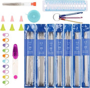 Set di aghi per calze 35 pezzi punta dritta 20-50 mm metallo aghi corti 20 cm per calze inclusi accessori