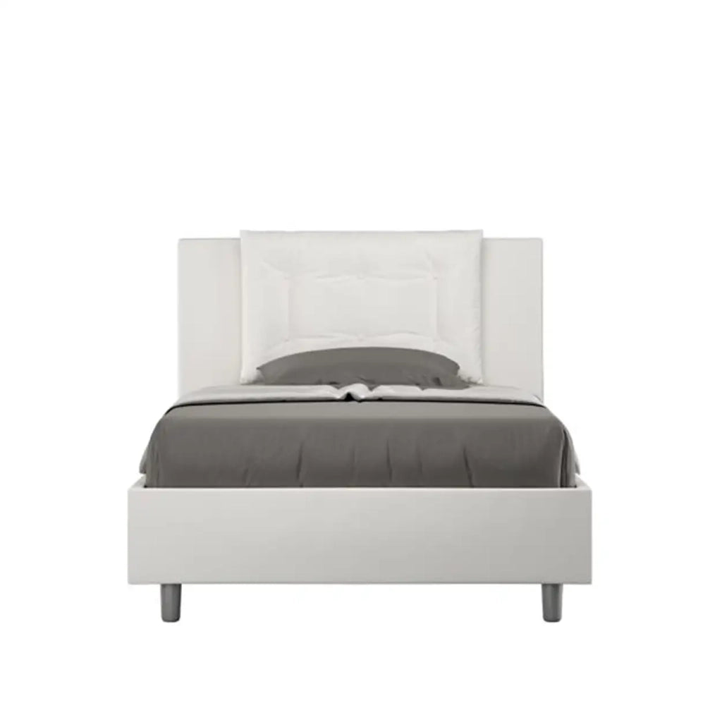 Letto una piazza e mezza senza rete imbottito 120x190 similpelle bianco Annalisa