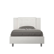 Letto una piazza e mezza senza rete imbottito 120x190 similpelle bianco Annalisa