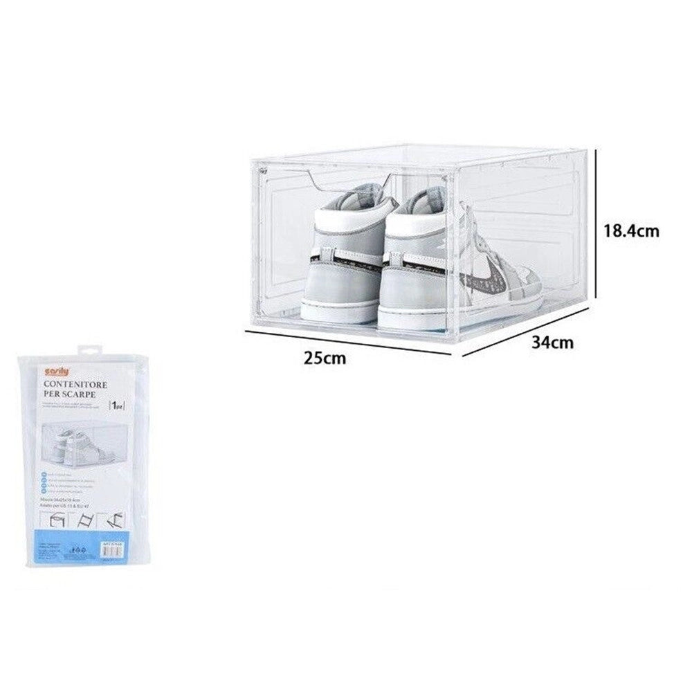 Trade Shop - Box Contenitore Per Scarpe Calzature Scatola Impilabile 34x25x18.4cm Trasparente 87648 -